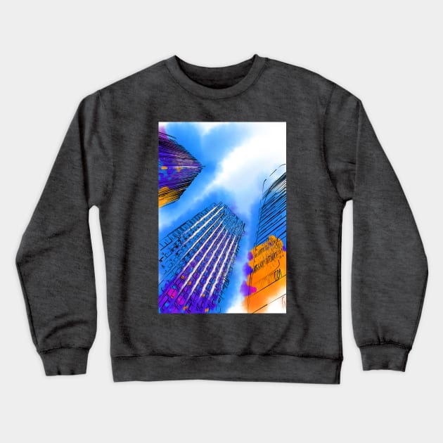 Sketched Towers Crewneck Sweatshirt by KirtTisdale